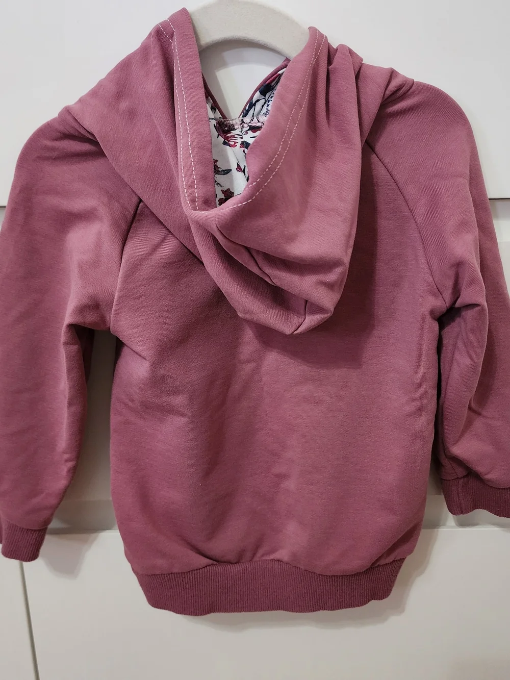 Baby Floral Print Hoodie Set in Dusty Rose With Bow.
